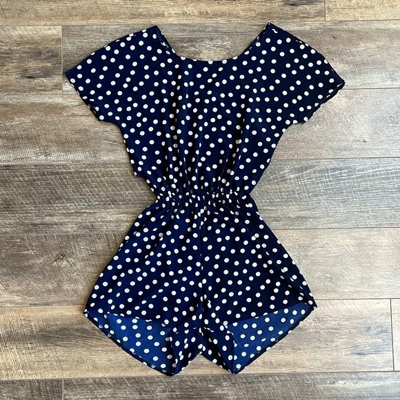 One & Only x Urban Renewal Open Back Romper Blue S - Picture 1 of 12